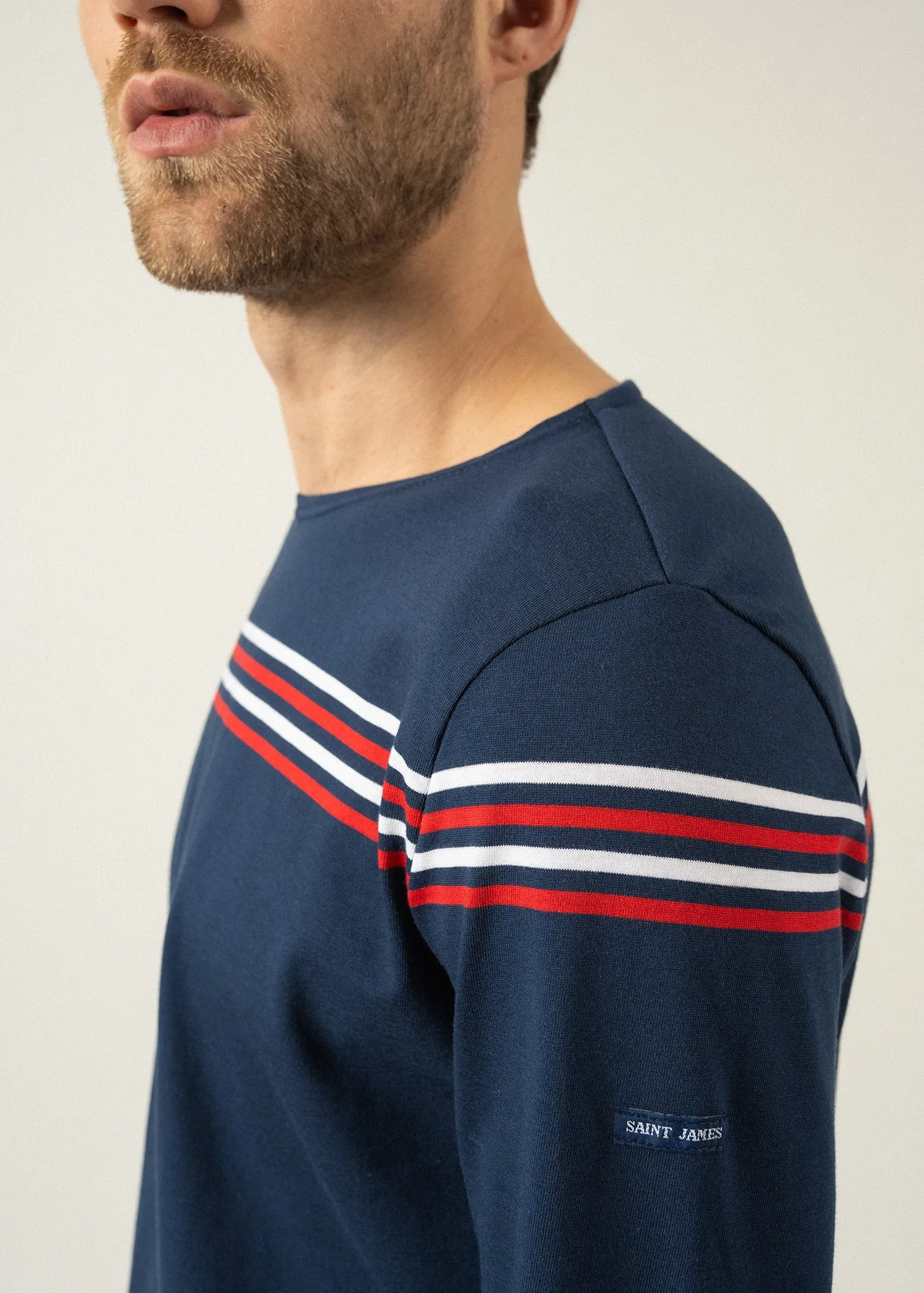T-shirt  manches longues  rayures places - SAINT JAMES x Elyse (MARINE/TULIPE/NEIGE)