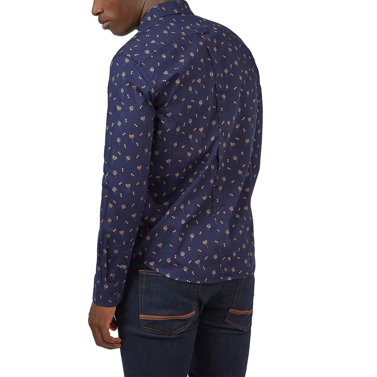 Top Rated Scattered Floral Print Twill Buttondown Shirt with Long Sleeves  Dont Miss Out!