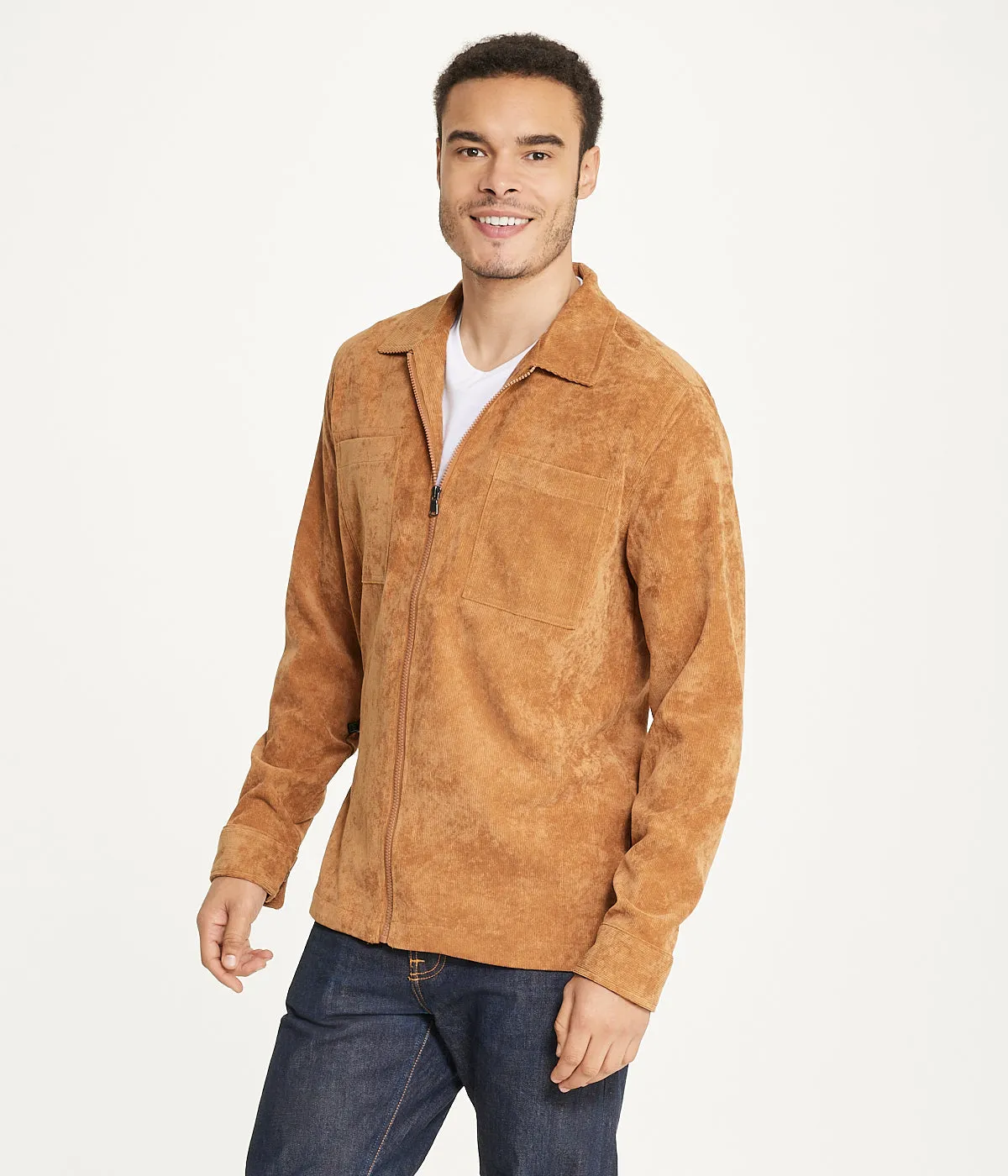 Trending Now Men's Long Sleeve Corduroy Shirt Jacket (Zip Front)  Going Fast!